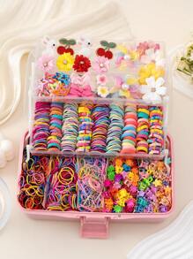 528pcs/517pcs/70pcs/501pcs/345pcs/100pcs Assorted Hair Accessories Set For Girls, Including Sweet Simple Elastic Hair Ties, Fashion Versatile Small Flower Hair Claws, Cartoon Butterfly Hair Clips, Suitable For Gifts And Daily Wear (Random Color - OPP Bag)