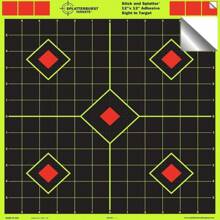 Splatterburst Targets - 12 X 12 Inch Sight In Stick &Amp; Splatter Self Adhesive Shooting Targets - Shots Burst Bright Fluorescent Yellow - Great For All Firearms, Airsoft &Amp; Pellet Guns - Made In USA