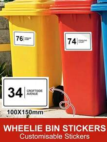 10x15cm Personalized Trash Can Sticker - Decorate Your Trash Can With House Number And Street Name, Horizontal Design For Easy Identification, Waterproof And Durable, Modern Personalized Housewarming, Couple, Parent, Family, Friend Gift - Multicolor - View 2