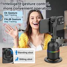 AXNEN AI Gimbal Stabilizer For Mobile Phone 360 Auto Face Tracking Desktop Follow-Up Gimbal Stand For Camera Action Cameras, Optional Remo For Summer Vacation, Travel, Outdoor Activities, Live Streaming Selfie Stick, Tripod Stand