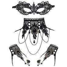 JEWELRYWE Women's Lace Masquerade Mask Set, Venetian Mask With Choker And Bracelet, Face Decoration, Suitable For Halloween/Cosplay/Stage Performance/Wedding Styling Accessories/Carnival/Theme Party - Kiểu 2 - Xem 1