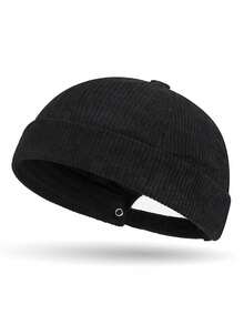 Casquette sans bord en velours côtelé unisexe, casquette de couleur unie style Tang, casquette vintage de type Peaky pour hommes et femmes - A - Voir 12