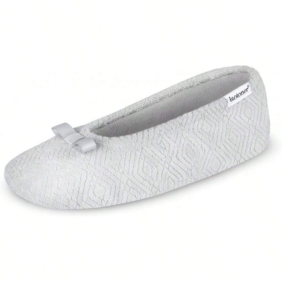 Isotoner Women's Diamond Microterry Ballerina Slippers2025 - 淺灰色鑽石 - 查看 1