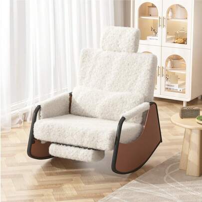 UNIONLINE Rocking Nursing Chair With Footrest, Adjustable High Back Armchair For Adults, Comfy Glider Chair For Mum, Breastfeeding, Reading - Living Room & Bedroom