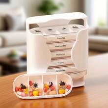 1pc 7-Day Pill Organizer (4 Compartments) - Portable Elderly Medication Box With AM/PM Labels, Made Of ABS Material, Elderly-Friendly Design, Suitable For Vitamins, Supplements And Medications, Well-Organized Weekly Layout - White - View 10
