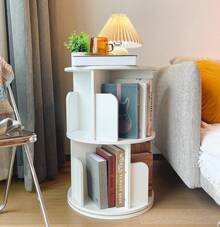 Rotating Wooden Bookshelf 360 Display 4 Tier Floor Standing Bookcase Storage Rack For Kids&Adults Solid Wood Bookshelf Organizer