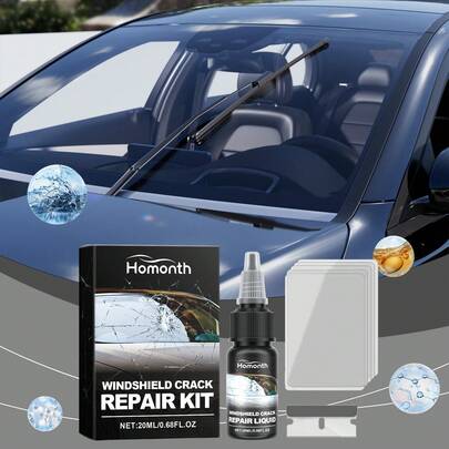 Homonth Cracked Glass Scratch Repair Kit Glass Crack Fix Liquid Vehicle Windscreen Nano Fluid Filler For Cars Invisible Split Sealer Repair Fluid Auto Window Scratch Restore Agent 20ml