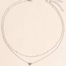Conjunto de 2 peças minimalista com contas de coração, colar e pulseira de pérolas artificiais, conjunto de joias, presente para mulheres para encontros/férias