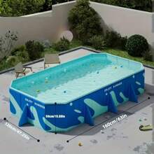 1pc Foldable Rectangular Swimming Pool, Large Non-Inflatable Swimming Pool, Family Mobile Water Park, Available In Multiple Sizes, Suitable For Whole Family, Summer Yard Water Entertainment, Party Pool, Foldable And Easy To Store, Multi-Component Design, Suitable For Yard And Backyard Entertainment, Can Be Used All Year Round.
