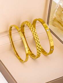 Vòng tay xếp chồng bằng thép không gỉ mạ vàng 18K có thiết kế dây xích và cỏ ba lá, phong cách thời trang dành cho nữ, thích hợp cho trang phục thường ngày, tiệc tùng, ngày lễ, sinh nhật, đám cưới, quà tặng ngày lễ tình nhân, mẹ, mẹ, ngày của mẹ, quà tặng - mô hình Huizi - Xem 1