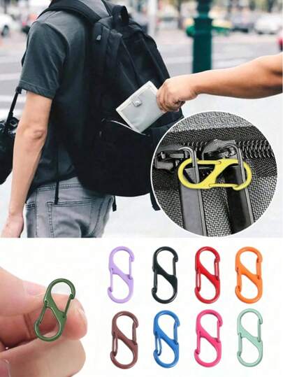 Unisex Zipper Lock Set - Anti-Theft Zipper Puller, Ensure Zipper Closure, Backpack Buckle With 2 Spring Clips, Suitable For Luggage, Handbags, Keys, Wallets, DIY Accessories, Travel Essential, Multifunctional S-Shaped Hook, Suitable For Travel, Camping, Outdoor, Beach, Summer Vacation, Back To School, Travel Accessories, Holiday Study Supplies, Back To School Supplies