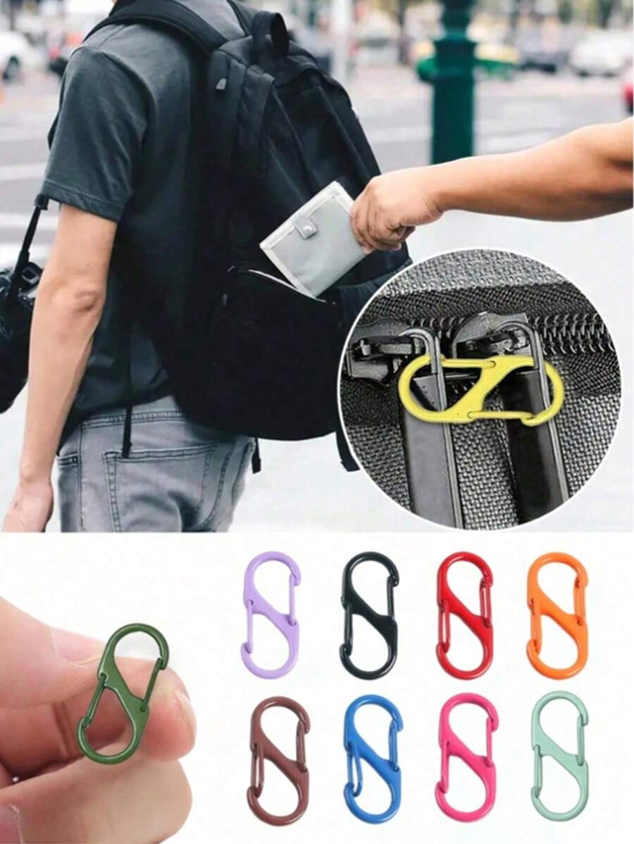 Unisex Backpack Zipper Lock-Ensures The Zipper Stays Closed; Features A Double-Spring S-Hook-An Essential Accessory For Travel And School.,Key Rings