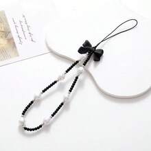 1 pieza Cordón asimétrico para teléfono con perlas falsas, colgante para estuche de teléfono móvil o cámara digital, estilo veraniego