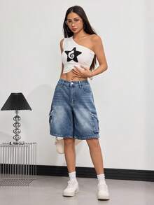 Women's Pocket Design Casual Denim Shorts