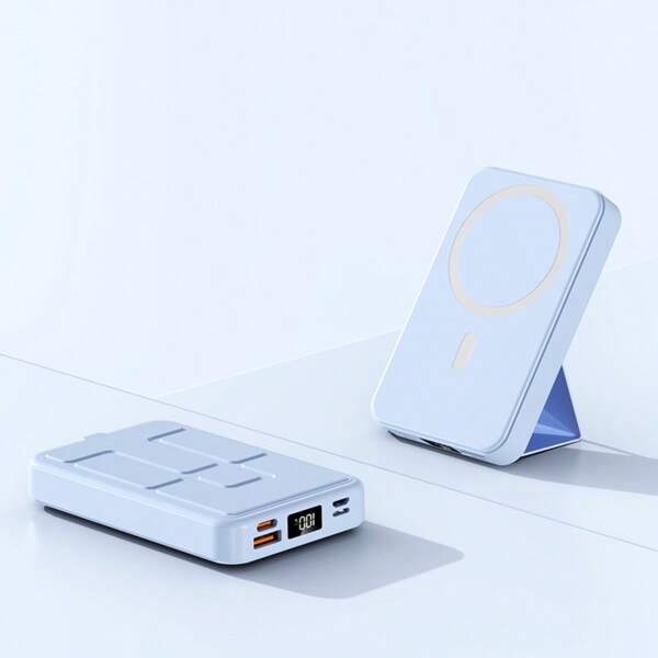 Magnetic Power Bank 10000mAh, Wireless Fast Charging Portable Power Bank With Phone Holder, 15W Wireless Charging Magnetic Battery Pack USB-C, LED Display Compatible With Iphone 16/15/14/13/12/Pro/Pro Series Portable Power Supply Suitable For Summer Holiday Outdoor Travel/Camping And Hand Free Emergency Backup Mobile Power Supply Gifts For Family, Friends, Birthday Portable Charger Magnetic Wireless