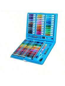 208pcs Kids Art Set With Washable Crayons & Watercolor Markers, Drawing Kit For Beginners Ages 3-12, Christmas/Birthday Gift For Boys Girls (Random Patterns)