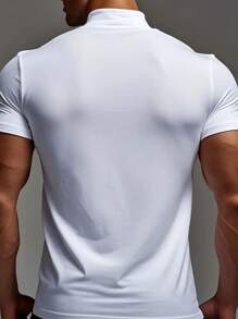 Camiseta de manga corta con cuello medio de tortuga para hombre, adecuada para uso casual al aire libre en verano