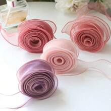10/50Yards Sheer Chiffon Ribbon Organza Satin Ribbons For Gift Wrapping Decoration Christmas Wedding Birthday Party Bouquets Wreath Sewing Supplies