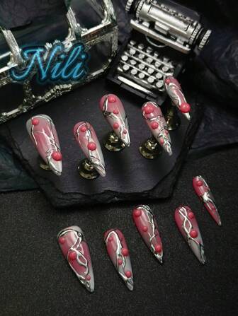 Word romantisch met 10 stuks Trends℃Hoicesstiletto handgemaakte gradiënt kleurrijke snoepkleur veelkleurig chroom punk hotgirl volledige dekking nagels acryl pers onet rock stijl muziekfestival gradiënt kleurrijke chroom sterren Europese stijl Fulcover acryl moderne nepnagels zomerset voor vrouwen en meisjes kaptafel met 1 mini nagelvijl en 1 vel kleeflipjes nagelbenodigdheden nagels