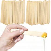 50pcs/100pcs/200pcs (15cm) Wooden Body Hair Removal Sticks Wax Waxing Disposable Sticks Woman Toiletry Wood Tongue Depressor Spatula Beauty Tools - Apricot - View 3