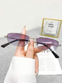 新款复古多边形小框个性化时尚眼镜，高端简约百搭时尚眼镜，适合海滩、派对、日常佩戴，矩形墨镜 - 彩色 - 查看 3