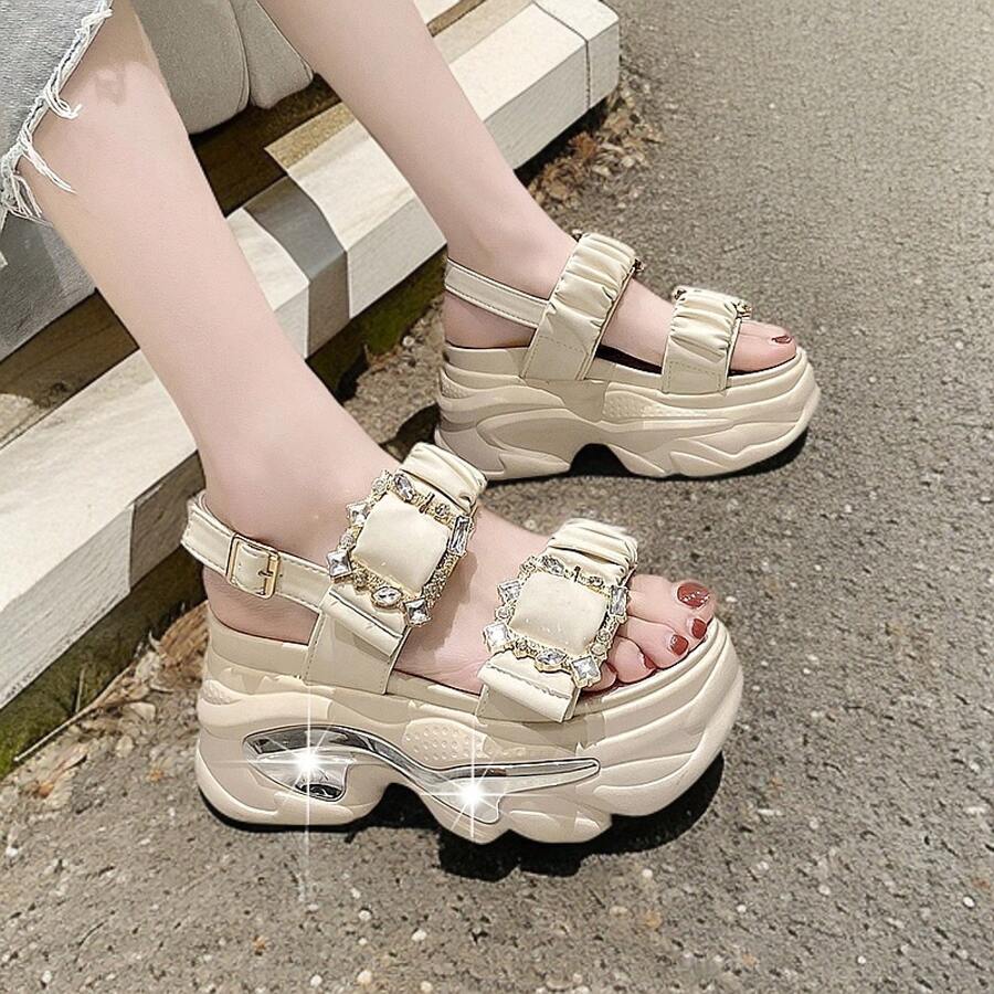 Women Sport Sandals - 米色[高9CM] - 查看 1