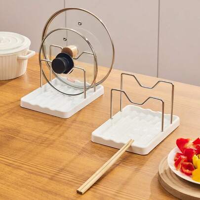 Pot Lid Holder/Pot Lid Rack,1-Piece/2-Piece,Vertical Storage-Saves Space, Water Tray Design, Shovel Placement Will Not Dirty The Table, A Good Helper In The Kitchen.