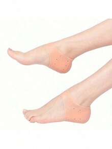 1 Pair Of Breathable Silicone Shoe Heel Pad, Heel Protective Cover, Anti Split Protective Cover, Suitable For Both Men And Women - Skin Color - View 6