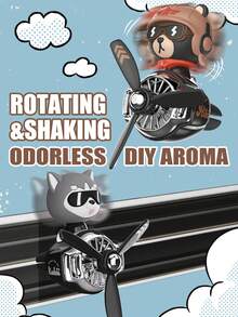 1 PIEZA Ambientador de coche sin perfume con hélice giratoria DIY, divertido y refrescante, con diseño de oso capitán, perro husky de dibujos animados, para salida de aire acondicionado de vehículo, difusor de avión, accesorio interior decorativo con ventilador y molinete - Avión agitador sin olor - Ver 3