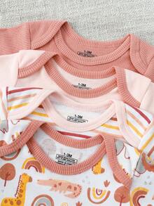 4件套婴儿男女宝宝0-12个月纯棉休闲短袖可爱卡通连体衣四季皆宜