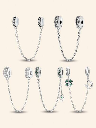 1 pieza Elegante Dije de Trébol de Cuatro Hojas de Plata de Ley 925 de Moda para Mujeres - Accesorio para Pulseras y Brazaletes, Joyería Fina para Mujer, Regalo para Citas, de Vuelta a la Escuela