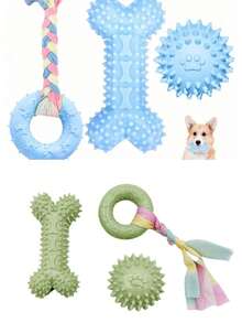3 Packs Puppy Chew Toys For Teething, Puppy Toys Small Dog Soft Rubber Cleaning Teeth Outdoor Interactive Pet Toy Set Durable Rope Bone Ball Puppy Teething Toys For Small Breed Puppies - Multicolor - View 14