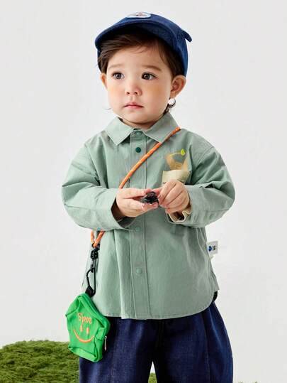 mini bala Baby Boy Letter Graphic Drop Shoulder Shirt