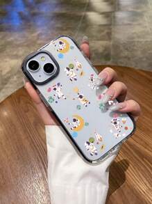 1 件卡通宇航员图案透明手机壳，地球，火箭卡通图案手机壳，透明，柔软 TPU 黑边保护壳，兼容 手机壳 - 彩色 - 查看 5