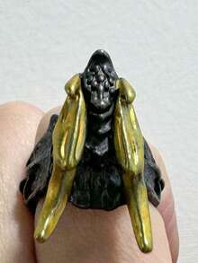 1 pieza Anillo abierto de hombre en forma de dragón de acero retro y genial - Negro - Ver 7