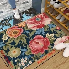 1 pieza, Decoración para el hogar, Alfombra, felpudo o tapete de cerámica de diatomita con patrón floral vintage impreso, antideslizante, rectangular con impresión 3D, apto para sala de estar, dormitorio, pasillo, baño, lavandería - Alfombras de poliéster, aptas para decoración de interiores y exteriores del hogar