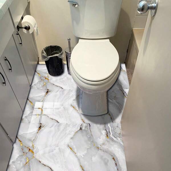 10 Peças Adesivos de Piso e Parede de Azulejo PVC com Padrão de Mármore Moderno, Adequado para Cozinha, Sala de Estar, Banheiro, Móveis e Decoração Doméstica DIY