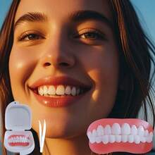 5pcs Simple Style Teeth Decoration Set, Smile Enhancement Denture Set With Storage Box, Makeup Mirror, Tweezers, Comfortable Fit, Flexible Disposable White Denture Set, Suitable For Men And Women - trắng - Xem 6