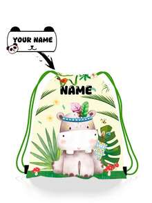 单只装，纤薄设计。可定制的抽绳口袋饰有可爱的动物图案，并可印上您的名字或节日祝福语。打造专属您的背包。这款背包非常适合女孩、男孩和青少年日常使用，包括郊游、旅行、运动、游泳、徒步旅行和其他户外活动。返校时尚之选。 - 綠色 - 查看 14