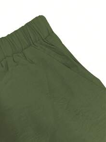 Plus Size Casual Polo Collar Cardigan, Solid Color Elegant Blouse Top, Paired With Soft Elastic Waist Loose Pants, Two Pieces Set, Suitable For Holiday, Commute, Spring/Summer/Autumn