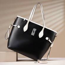 Gaby Show Women's Fashion Glomourous Bag Premium Line Chic Satin Lining + Coin Purse - 黑色/象牙色 - 查看 1