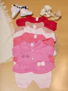 Kit 03 Macacão Infantil Baby Menina Bebê Recém-Nascida-03 meses Promoção (Canguru)
