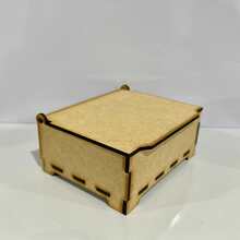Caja pequeña de 12x10x5 cm realizada en MDF almacenamiento manualidades joyería recuerdos regalos práctica resistente ligera diseño elegante decoración portátil caja multiusos - Caqui - Ver 3