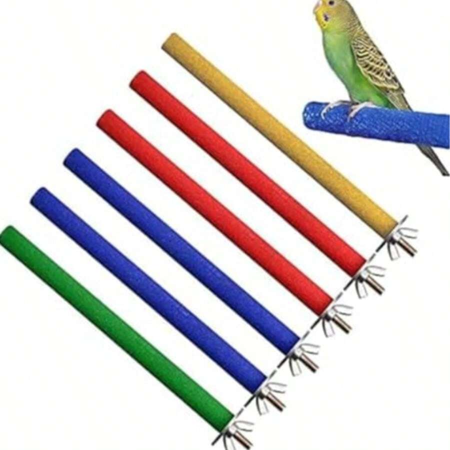 2 件装鹦鹉栖木砂纸杆玩具支架棒抓爪器磨爪棒