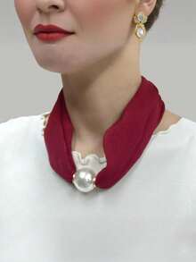 Elegant Ladies' Decorative Scarf And Neck Accessory - Polyester, Solid Color, Yarn-Dyed, Non-Elastic, Hand-Washable, Fashionable Black, Red, Green, Purple, White, Fashionable Neck Accessory, Fashionable Neck Accessory Polyester Fabric,It Is The Perfect Gift For Christmas Or Valentine's Day - White - View 3