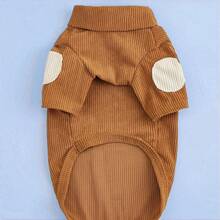 Hanorac cu guler înalt din catifea reiată, îmbrăcăminte în blocuri de culori, strat de bază pentru toamnă/iarnă, potrivit pentru câini de talie mică și medie