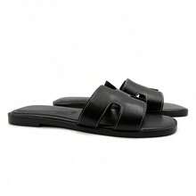 Open Toe Flat Dress Sandals Womens Slide Comfortable Summer Black, Brown, Sandals For Women AI-Sandal - 黑-黑SH - 查看 5