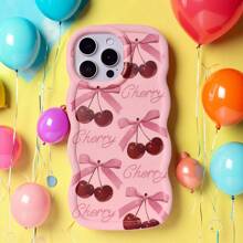 1pc Cherry Bowknot, Minimalist Cute Cartoon Bowknot For Girls, Innovative Beautiful Fashion, Simple, Matte Macaron Color Full Coverage Anti-Fall, Compatible With Samsung/Redmi/A1/POCO/Apple/XR/11/14/15/16/Transsion/OPPO/REALME/Honor Waterproof Shockproof Scratch Resistant