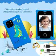 Kids Learning Phone Toy, Dinosaur Toy Mobile Phone For Children, 2.8 Inch IPS Touch Screen Toy Phone With Dual Camera Game Music Player, Christmas Halloween Birthday Gift For 3-10 Year Old Boys & Girls, Portable Travel Photography Kids Phone, Includes 32GB Card (Blue) - Multicolor - View 9