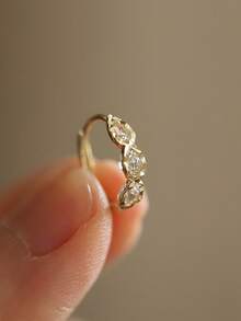 BALMORA 1 对优雅时尚 S925 纯银镀 14K 金三水滴形耳扣闪亮锆石耳环，适合女士女孩派对约会礼物日常佩戴 - 金色 - 查看 2